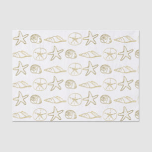Goldfolie Look Muscheln Chic Strand Elegant Weiß Seidenpapier