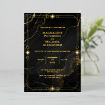 Goldfolie Luxus Schwarz Marmor Art Deco Hochzeit