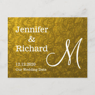 Goldfolie mit Monogramm Save the Date Ankündigungspostkarte