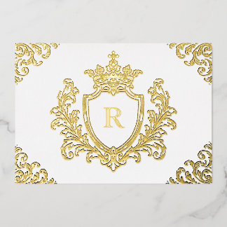 Goldfolie Mittelalterliches Wappen Monogramm Initi Folieneinladung