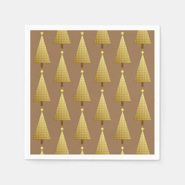Goldfolie Moderner Weihnachtsbaum Papier Napkins Serviette (Vorderseite)