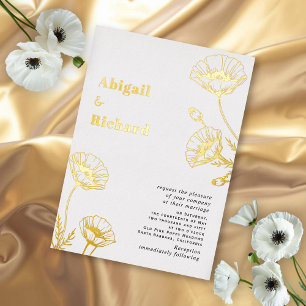 Goldfolie Mohn Wildblumen Blumen Hochzeit Folieneinladung