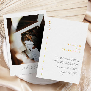 Goldfolie-Monogramm-Minimalistische-Hochzeit Folieneinladung