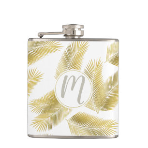 Goldfolie Palm Blätter Muster Flachmann