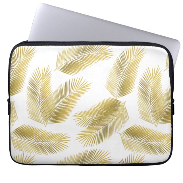 Goldfolie Palm Blätter Muster Laptopschutzhülle (Vorderseite)