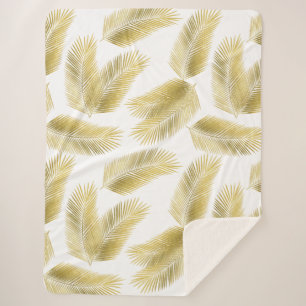 Goldfolie Palm Blätter Muster Sherpadecke
