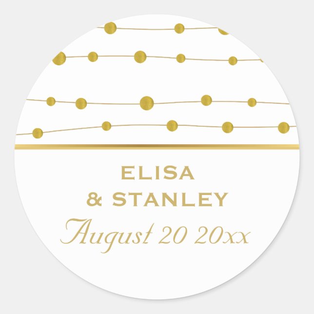 Goldfolie Perlen Moderne Hochzeit Sichern Sie das  Runder Aufkleber (Vorderseite)