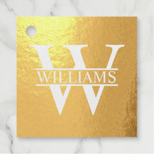 Goldfolie Personalisiert Monogramm und Name Geschenkanhänger