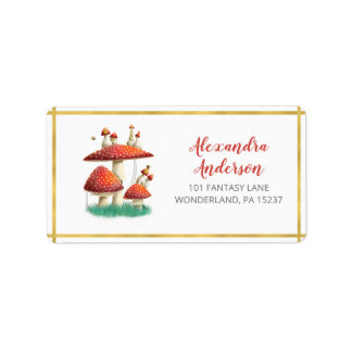 Goldfolie-Pilze & Bienen, Baby-Dusche-Adresse Adressaufkleber