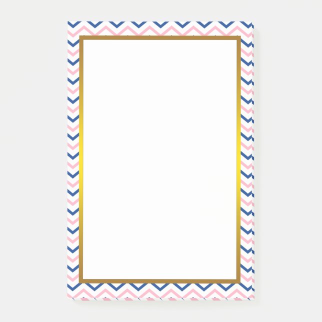 Goldfolie Pink Zickzack Zigzag Muster Post-it Klebezettel (Vorderseite)