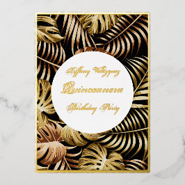 Goldfolie Quinceanera Einladung goldene Blätter