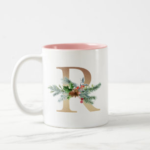 Goldfolie R Monogram Pine & Berry Weihnachten Zweifarbige Tasse