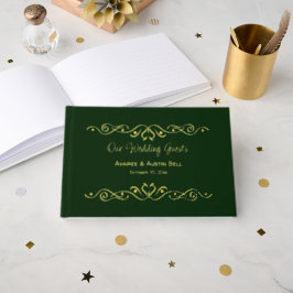 Goldfolie Rich Green Wedding Gästebuch
