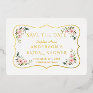 GOLDFOLIE Rosa Brautparty Save the Date Folieneinladung