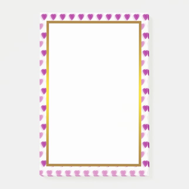 Goldfolie Rosa Liebe Herzmuster Valentine Post-it Klebezettel (Vorderseite)