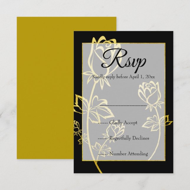 Goldfolie Rose Wasserzeichen-Hochzeit RSVP (Vorne/Hinten)