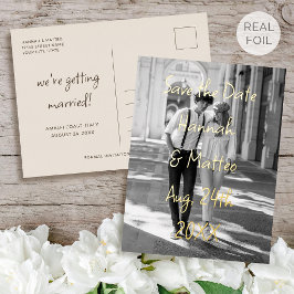 Goldfolie Save-the-Date Foto Moderne Postkarte