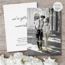 Goldfolie Save-the-Date Hochzeitsfoto Chic Schrift Folieneinladung