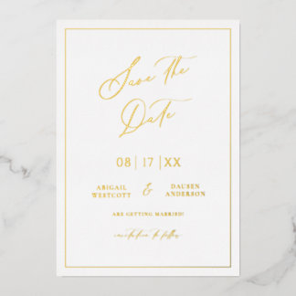 Goldfolie Save the Date Moderne Einladungskarte Folieneinladung