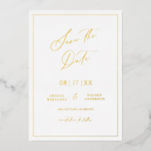 Goldfolie Save the Date Moderne Einladungskarte