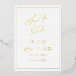 Goldfolie Save the Date Moderne Einladungskarte Folieneinladung