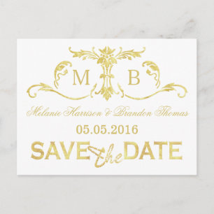 Goldfolie Save the Date Postkarten Gold Hochzeitsz