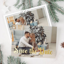 Goldfolie Save The Date Weihnachtskarte