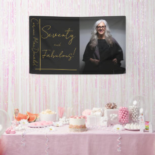 Goldfolie Schwarz Siebzig und Fantastisch 70. Gebu Banner