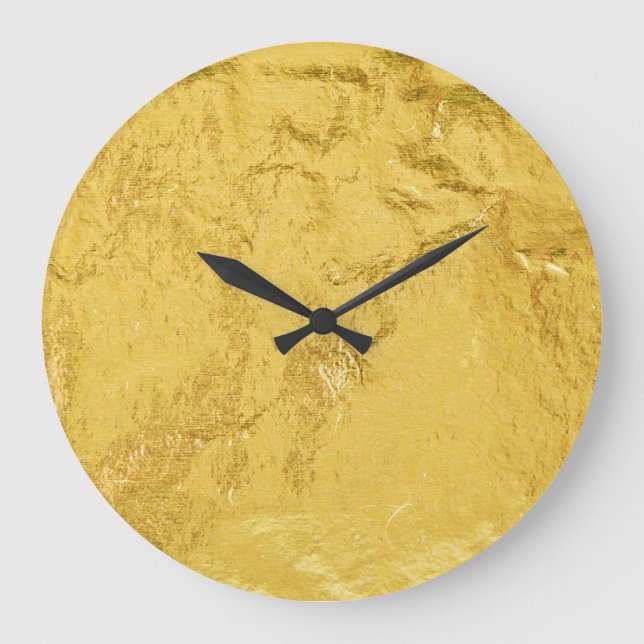 Goldfolie: Shiny Abstrakt Texture Große Wanduhr (Vorderseite)