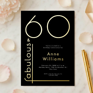 Goldfolie Sixty and Fabulous 60. Geburtstagsfeier Folieneinladung
