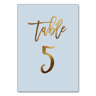 Goldfolie staubblaue Hochzeitsstiftung Tischnummer
