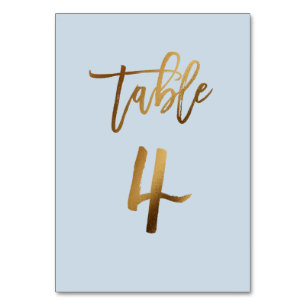 Goldfolie staubblaue Hochzeitsstiftung Tischnummer