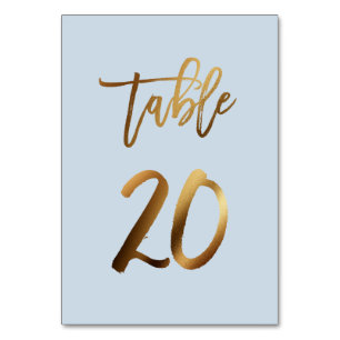 Goldfolie staubblaue Hochzeitsstiftung Tischnummer