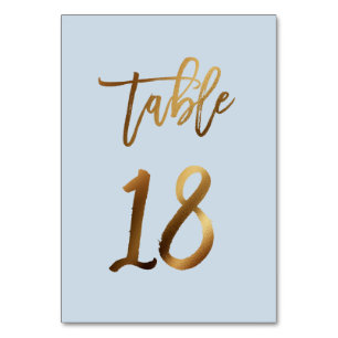 Goldfolie staubblaue Hochzeitsstiftung Tischnummer