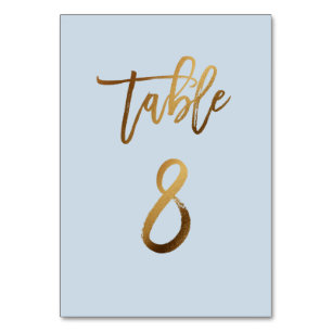 Goldfolie staubblaue Hochzeitsstiftung Tischnummer