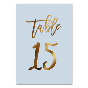 Goldfolie staubblaue Hochzeitsstiftung Tischnummer
