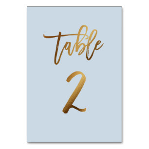 Goldfolie staubblaue Hochzeitsstiftung Tischnummer