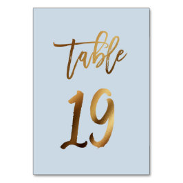 Goldfolie staubblaue Hochzeitsstiftung Tischnummer