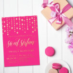 Goldfolie Sterne - 16 . Geburtstag Folieneinladung<br><div class="desc">Heiß rosa und goldene 16 . Geburtstag Einladung mit einem Wirblen Drehbuch und goldenen Sternen. Heiß rosa süße 16 Einladung mit Goldfolie.</div>
