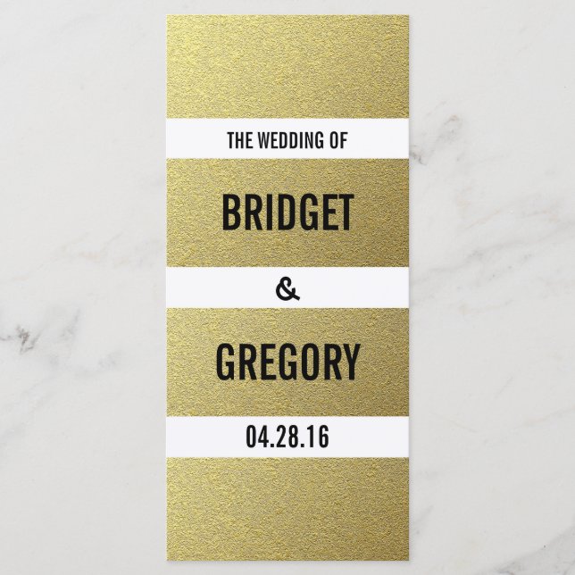 Goldfolie Streifen Hochzeitsprogramme Programm (Vorderseite)