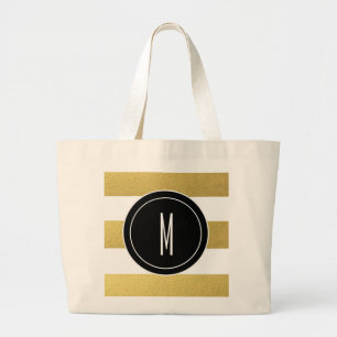 GOLDfolie STRIPES %PIPE% SCHWARZES MONOGRAMM Jumbo Stoffbeutel