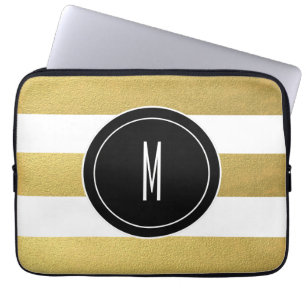 GOLDfolie STRIPES %PIPE% SCHWARZES MONOGRAMM Laptopschutzhülle