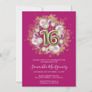 Goldfolie Sweet 16 Geburtstagsballons Party Hot Pi Einladung