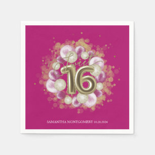 Goldfolie Sweet 16 Geburtstagsballons Party Hot Pi Serviette