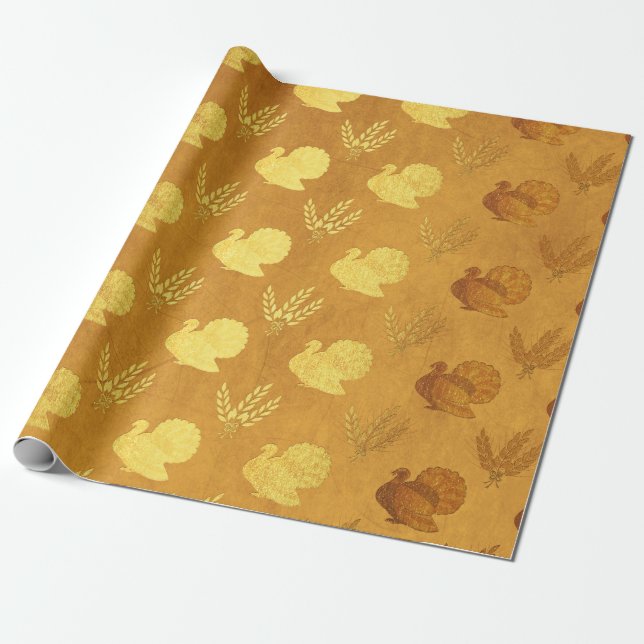 Goldfolie Thanksgiving Geschenkpapier (Ungerollt)