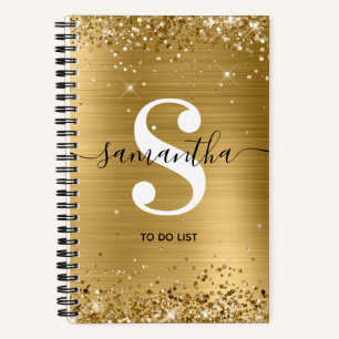 Goldfolie und Glitter-Monogramm To-Do-Liste Notizbuch