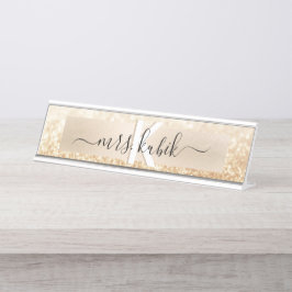 Goldfolie und Glitzer Lehrer Schreibtisch Namenssc Schreibtischnamensplakette