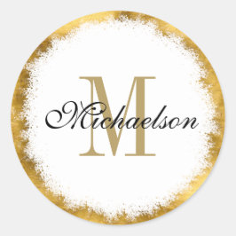 Goldfolie und Goldmonogramm Runder Aufkleber