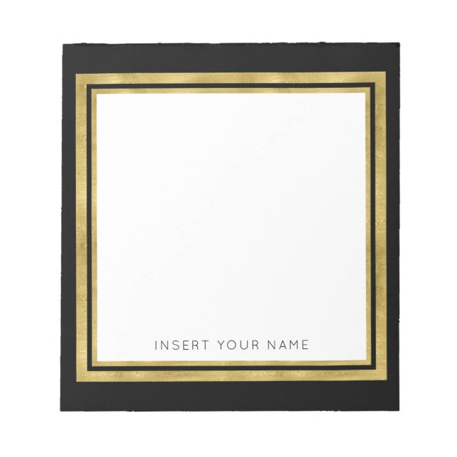 Goldfolie und Personalisierter schwarzer Notepad 5 Notizblock (Vorderseite)