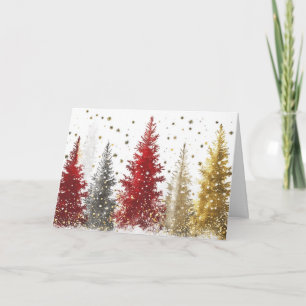 Goldfolie und Rote Bäume mit glühendem Schnee Karte